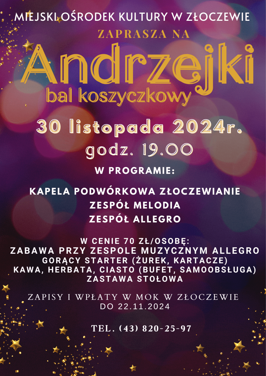 Złoczew. Zaproszenie na andrzejkowy bal koszyczkowy