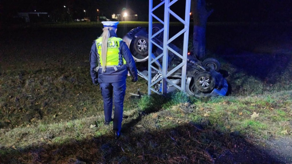 Słomków Suchy. Wypadek na DK12. Samochód uderzył w drzewo, kobieta trafiła do szpitala